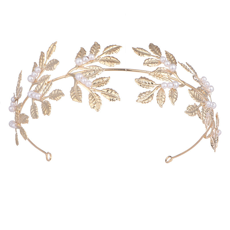 Wholesale European and American Bride Golden Leaf Leaf Headband